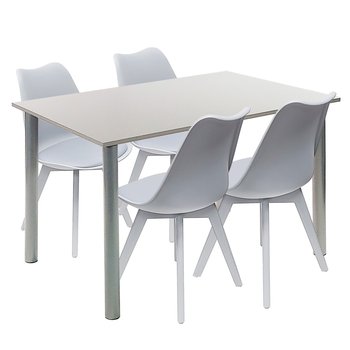 Zestaw stół Lugano 120 szary i 4 krzesła NORDEN MONO szare - BMDesign