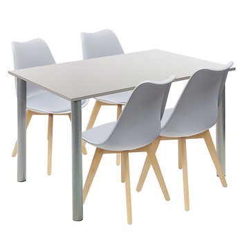 Zestaw stół Lugano 120 szary i 4 krzesła NORDEN szare - BMDesign