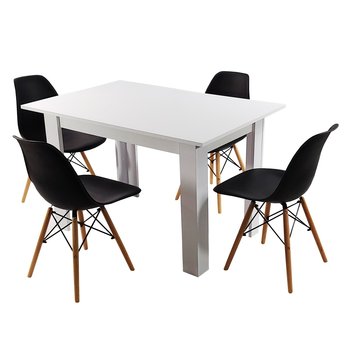 Zestaw stół Modern 120 biały i 4 krzesła Milano czarne - BMDesign