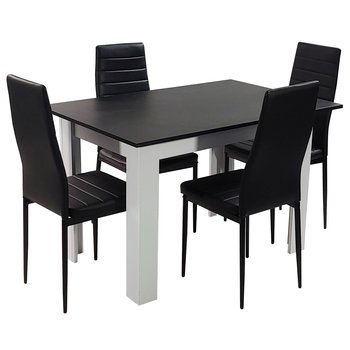 Zestaw Stół Modern 120 Bw I 4 Czarne Krzesła Nicea - BMDesign