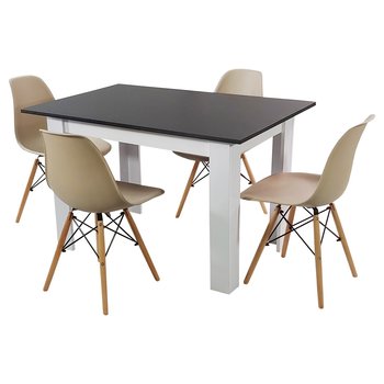 Zestaw stół Modern 120 BW i 4 krzesła Milano beżowe - BMDesign