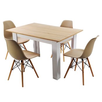 Zestaw stół Modern 120 SW i 4 krzesła Milano beżowe - BMDesign