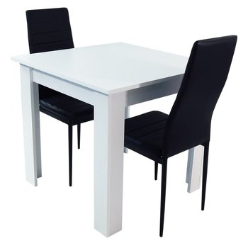 Zestaw Stół Modern 80 Biały I 2 Czarne Krzesła Nicea - BMDesign