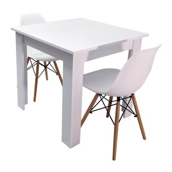 Zestaw stół Modern 80 biały i 2 krzesła Milano białe - BMDesign