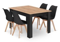 Zestaw stół prostokątny 120x80 craft + 4 krzesła MARK czarne Leobert