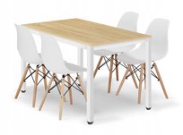 Zestaw stół prostokątny TESSA 120x60 dąb + 4 krzesła OSAKA białe