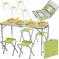 ZESTAW STOLIK STÓŁ TURYSTYCZNY SKŁADANY KEMPINGOWY DUŻY 4 KRZESŁA WALIZKA