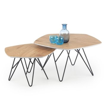 Zestaw stolików kawowych Nula, dąb złoty - Style Furniture