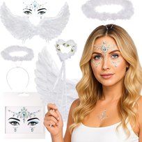 Zestaw strój aniołka z kryształkami i różdżką