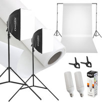 Zestaw Studyjny Stelaż + Białe Tło + 2X Lampa Softbox 40X40Cm 85W Led