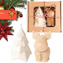 Zestaw świąteczny na PREZENT świece dekoracyjne renifer choinka ozdoba