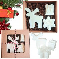 Zestaw świątecznych świec sojowych renifer prezent śnieżynka x3 PREZENT