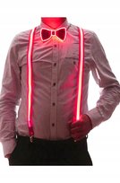 ZESTAW SZELKI i MUCHA LED Świecący KOMPLET na IMPREZĘ SYLWESTRA WESELE Red Inna marka