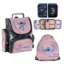 Zestaw szkolny 3-elementowy dla pierwszoklasisty Stitch One of a kind Paso Tornister Worek Piórnik klasa 1-3 czarno-różowy