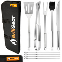 Zestaw sztućców do grilla grillowania z etui BBQ 9szt.
