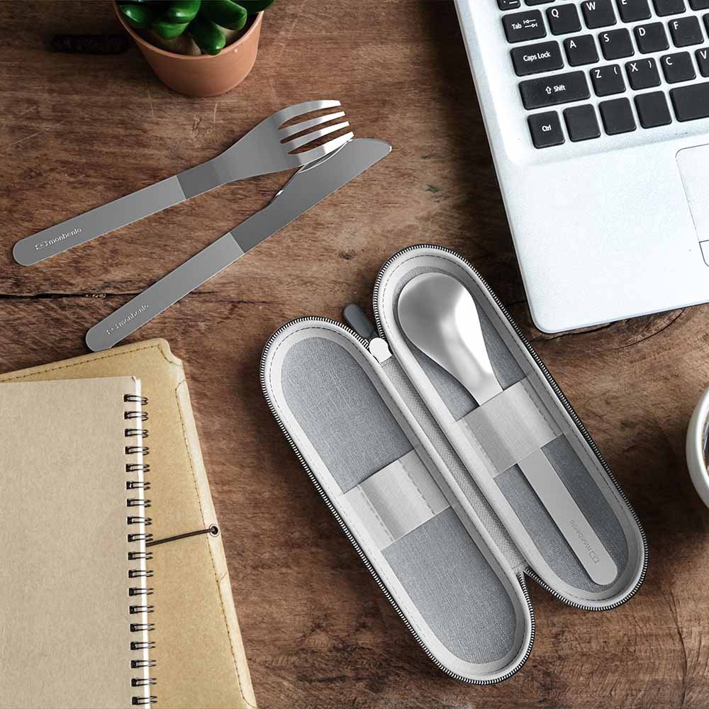 Фото - Інший туристичний посуд Monbento Zestaw sztućców w etui MB Slim Nest Trio Knife  - grey coton 