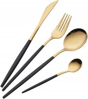 Zestaw sztućców złoto czarnych LUXITO Orion Prestige Gold 24el 6 osób