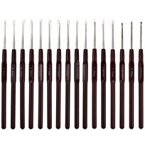 Zestaw Szydełek Do Szydełkowania Szydełka 16 Szt. Od 0,5 Do 2,5 Mm Brązowe