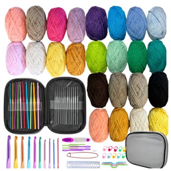 ZESTAW SZYDEŁEK W ETUI WŁÓCZKI BAWEŁNIANE 24szt SZYDEŁKA WŁÓCZKA BAWEŁNIANA Zestaw do Szydełkowania dla Początkujących D123 - Sploti
