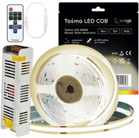 Zestaw Taśma LED Neon COB 12V 10m 4000K BIAŁA NEUTRALNA ZASILACZ PILOT 8mm