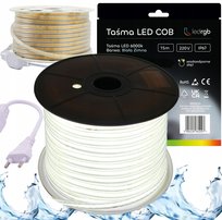 ZESTAW Taśma LED Neon COB 220V 230V 15m 6000K BIAŁA ZIMNA ZASILACZ IP67
