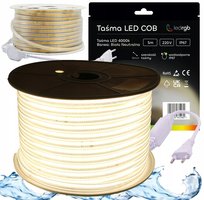 ZESTAW Taśma LED Neon COB 220V 230V 5m 4000K BIAŁA NEUTRALNA ZASILACZ IP67