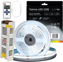 Zestaw Taśma LED Neon COB 24V 5m 6000K BIAŁA ZIMNA ZASILACZ 60W PILOT 8mm