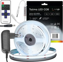 Zestaw Taśma LED Neon COB 24V 5m 6000K BIAŁA ZIMNA ZASILACZ ŚCIEMNIACZ 8mm