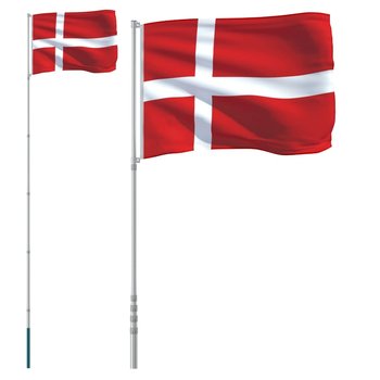 Zestaw teleskopowy flaga Danii 90x150 cm, maszt 5, - Zakito