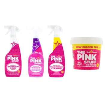 Zestaw THE PINK STUFF Pasta czyszcząca + płyn do łazienki + uniwersalny +  do szyb - The Pink Stuff