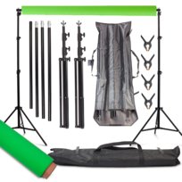 Zestaw Tło Zielone Green Screen Kartonowe 2.72x10m + Stelaż