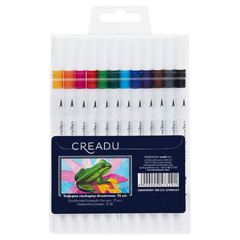 Zestaw trójkątnych cienkopisów z podwójną końcówką, 12 sztuk, Creadu - Empik