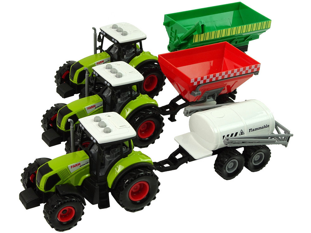 Zdjęcia - Auto dla dzieci LEAN Toys Zestaw Trzech Traktorów Naczep 