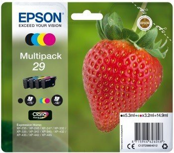 Zestaw tuszy EPSON C13T29864012, błękitny, czarny, purpurowy, żółty, 14.9 ml - Epson