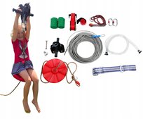 Zestaw tyrolka dla dzieci zjazd linowy z siedziskiem 120 kg lina 30m 6mm