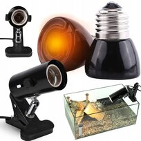 Zestaw Uchwyt do żarówek do terrarium metalowy Heckermann BM-JD-10CM czarny + Żarówka IR do terrarium 50W Heckermann