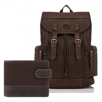 Zestaw Upominkowy Zup-21-Br Plecak Vintage T-19-Br Oraz Portfel Skórzany T-03-Br - Paolo Peruzzi