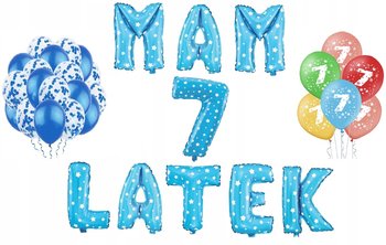 Zestaw Urodzinowy Mam 7 Latek Niebieski Balony - Inna marka