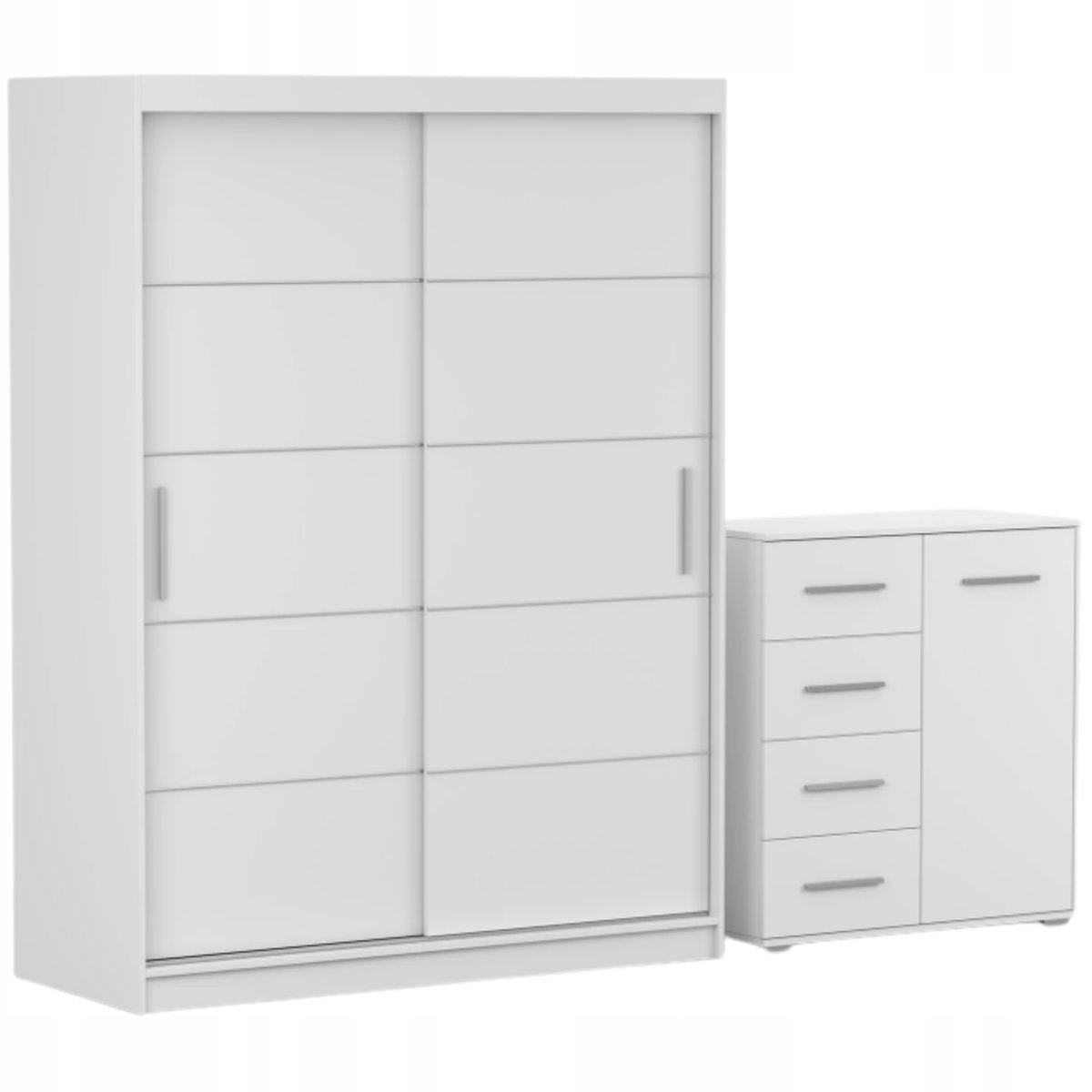 Zestaw VISTA 06 Szafa 150 Komoda FRIDA MINI 01 90 półki BIAŁY PRODUCENT