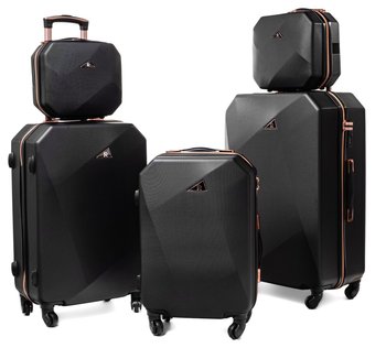 Zestaw walizek 941 3w1 + 2 kuferki CZARNY - Inna marka