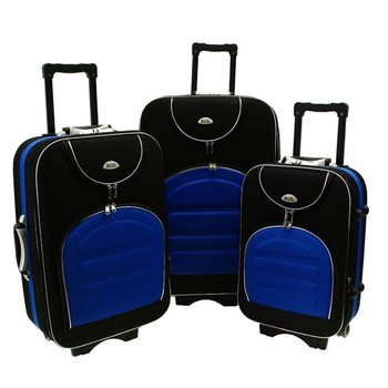 Zestaw walizek PELLUCCI RGL 801 Czarno Niebieskie - PELLUCCI