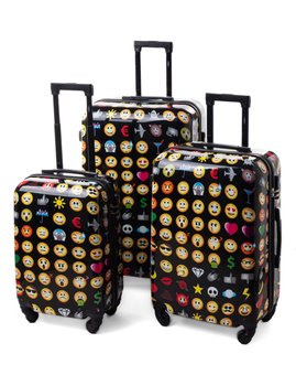Zestaw walizek podróżnych 3w1 5188 XXL XL L EMOTKI - Inna marka