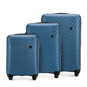 Zestaw walizek z ABS-u z geometrycznym tłoczeniem 56-3A-75S-91 - WITTCHEN