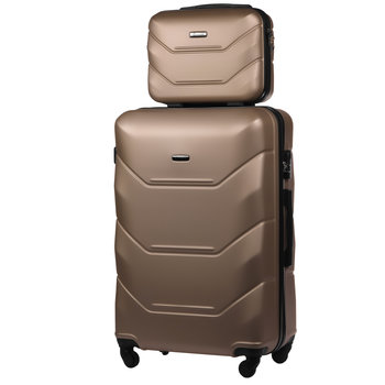 Zestaw Walizka Duża + Kuferek z ABS-u (XL+BC) Szampański - DIAMOND