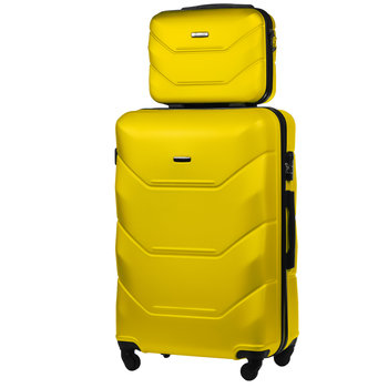 Zestaw Walizka Duża + Kuferek z ABS-u (XL+BC) Żółty - DIAMOND