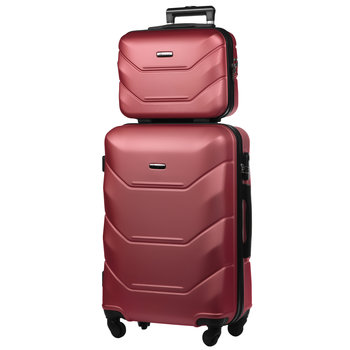 Zestaw Walizka Średnia + Kuferek z ABS-u (M+BC) Burgundowy - DIAMOND