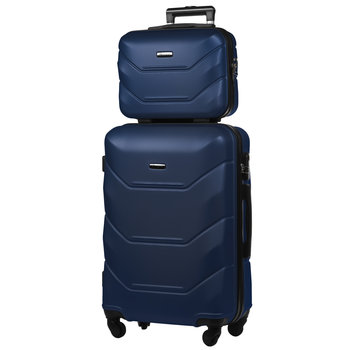 Zestaw Walizka Średnia + Kuferek z ABS-u (M+BC) Granatowy - DIAMOND