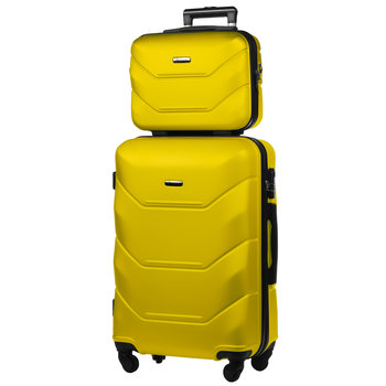 Zestaw Walizka Średnia + Kuferek z ABS-u (M+BC) Żółty - DIAMOND