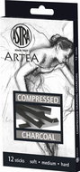 Zestaw węgli prasowanych ARTEA 12 sztuk, 4 medium, 4 soft, 4 hard - czarny - Astra