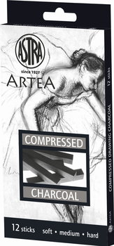 Zestaw węgli prasowanych Astra Artea 12 sztuk, 4 medium, 4 soft, 4 hard - czarny - Astra